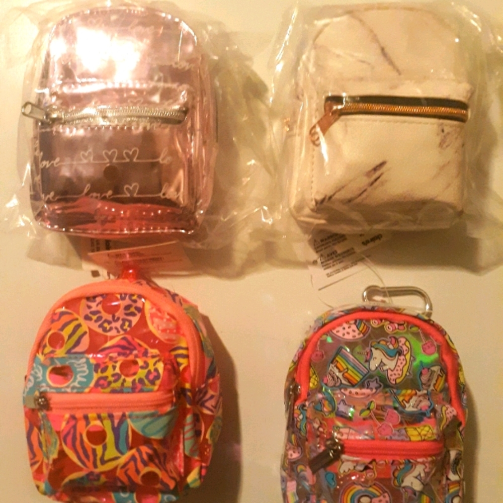 Set of 4 Claire's USA Mini Backpack Keychain